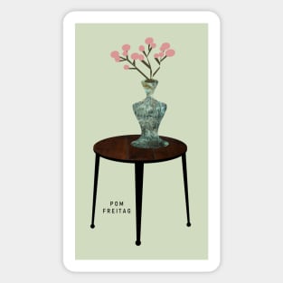 Vase on table with blooms : Sticker